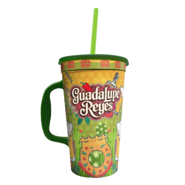 Tarro 32 oz. Stadium (blanco) tapa y popote
