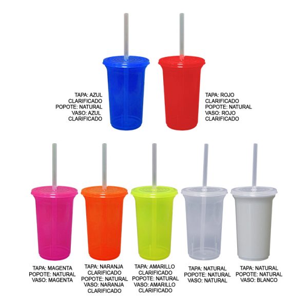 Vaso 12 oz. Tapa y Popote Sin Impresión - Image 2