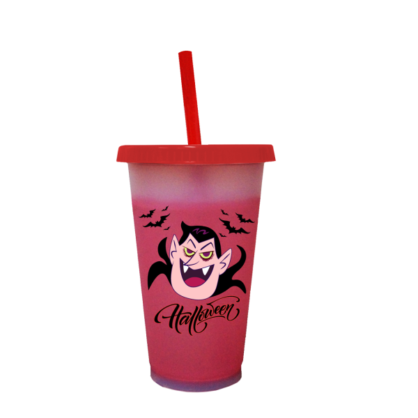 Vaso 16 oz. Star con tapa plana y popote (termocromatico)