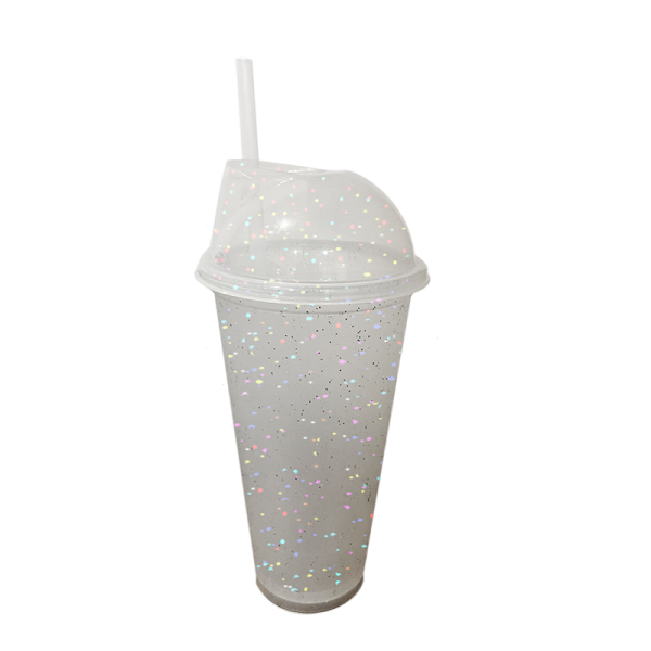 Vaso 24 oz. Liberty Tapa domo y Popote Sin impresión (Glitter)